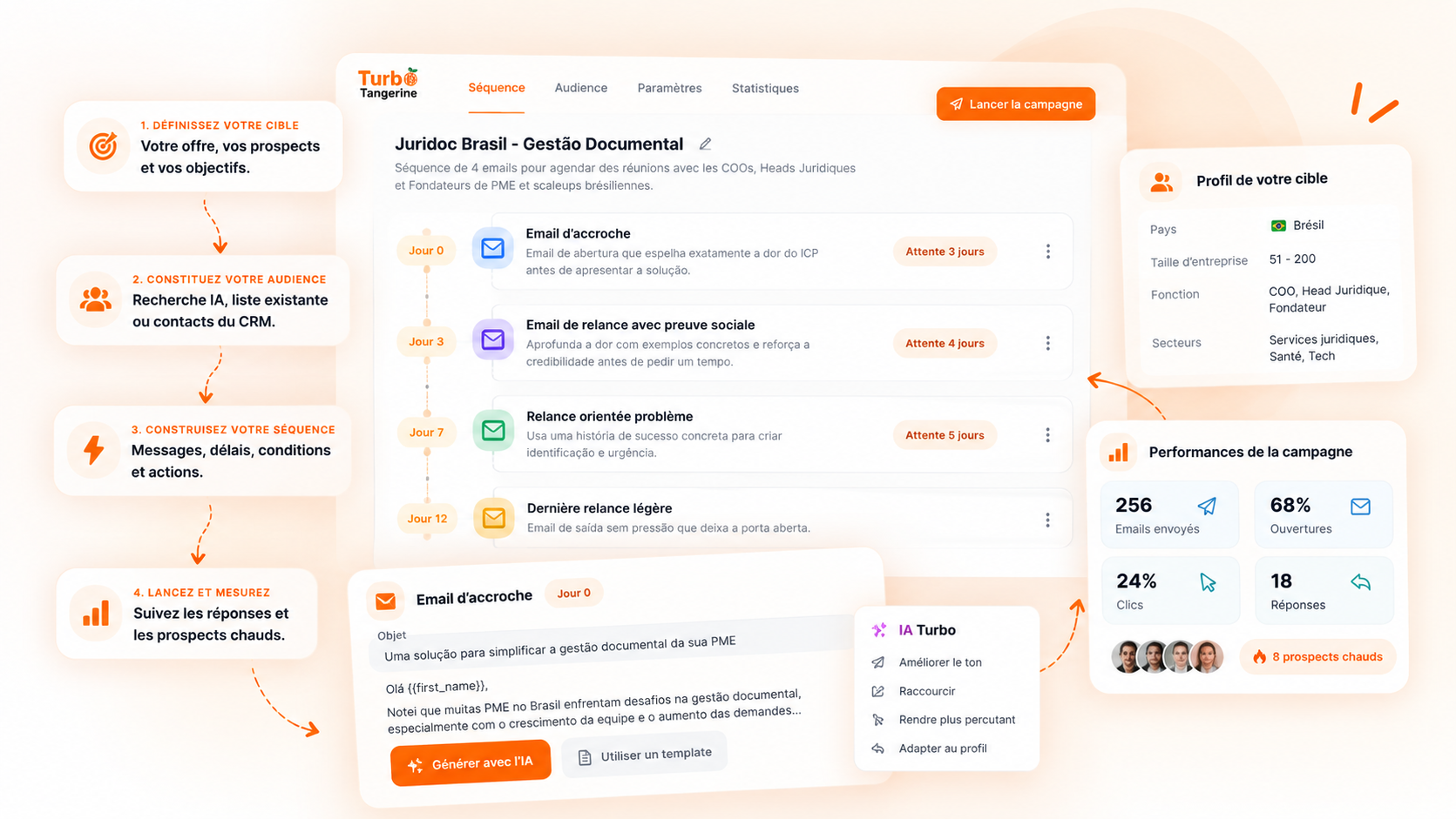 Éditeur de séquence LinkedIn Turbo Tangerine