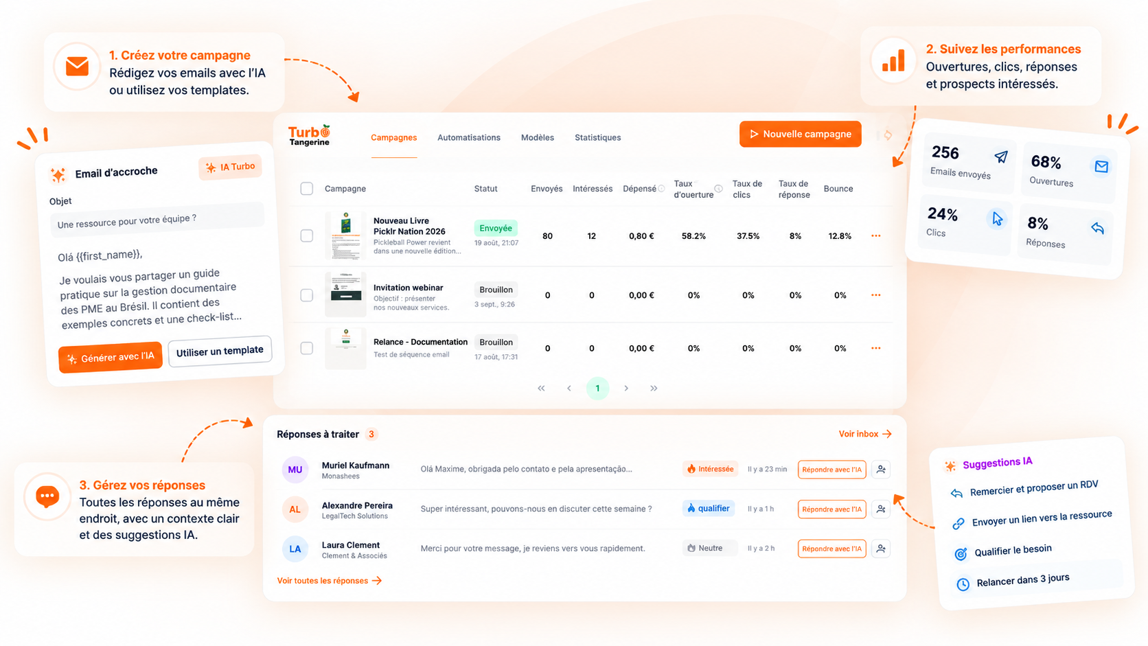Builder Email Marketing et automatisations Turbo Tangerine